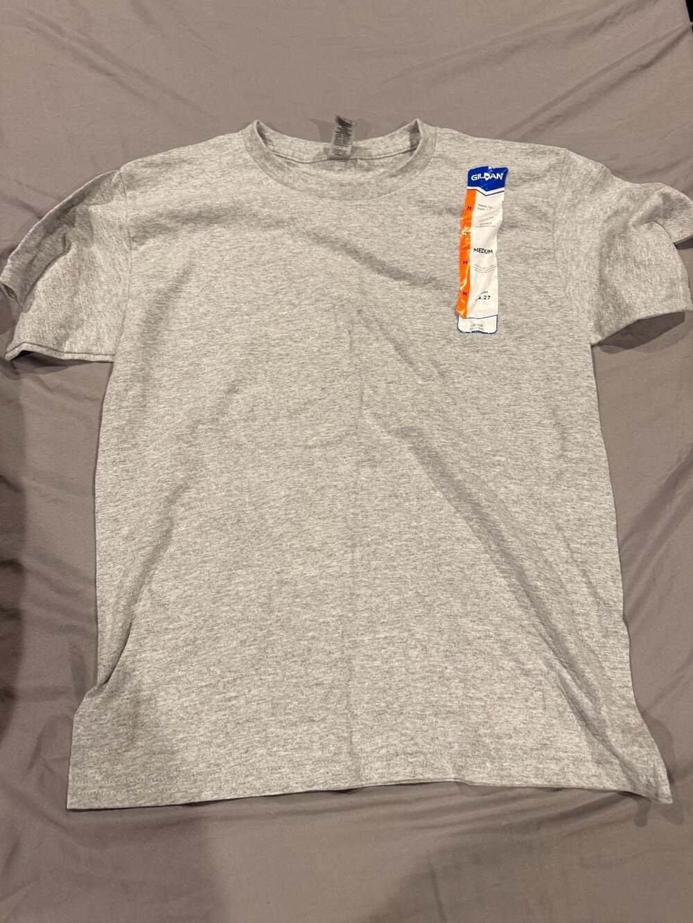 Gildan Heavy Cotton T-Shirt Size Youth Medium Gray Blank Crewneck